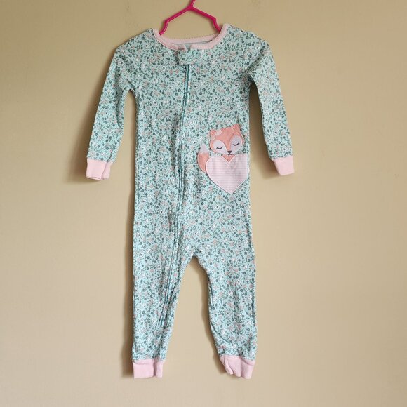 Carter's Toddler Girls Fox Cotton Footless Pajamas Size 18 Months - Picture 1 of 6